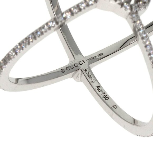 GUCCI 18k White Gold Diamond Ring - Picture 5 of 8